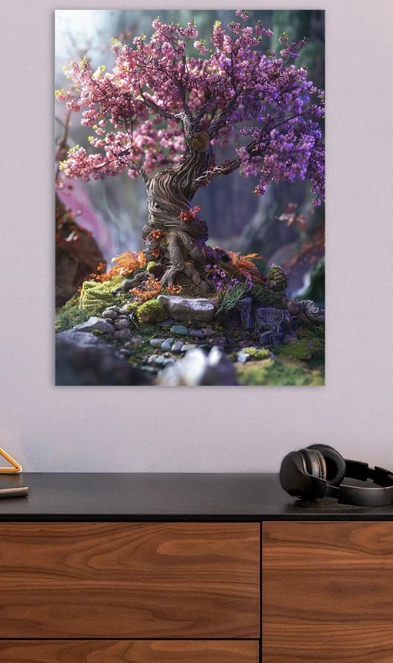 Enchanted Cherry Blossom Tree — metal poster wall art by Lineer